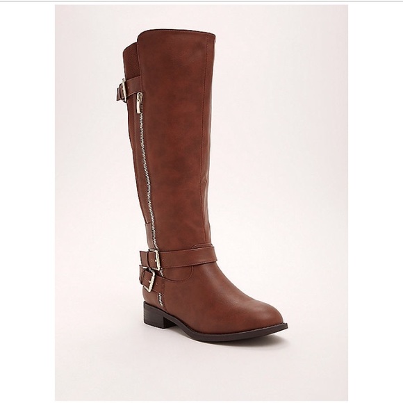 torrid Shoes - Torrid Double Buckle Side Zip Knee High Boots